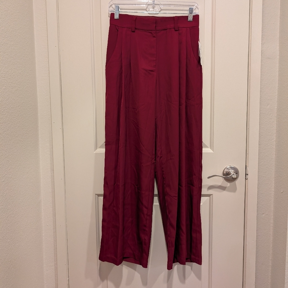 Bar III Red Wide Leg Pants High-Waisted Flowy